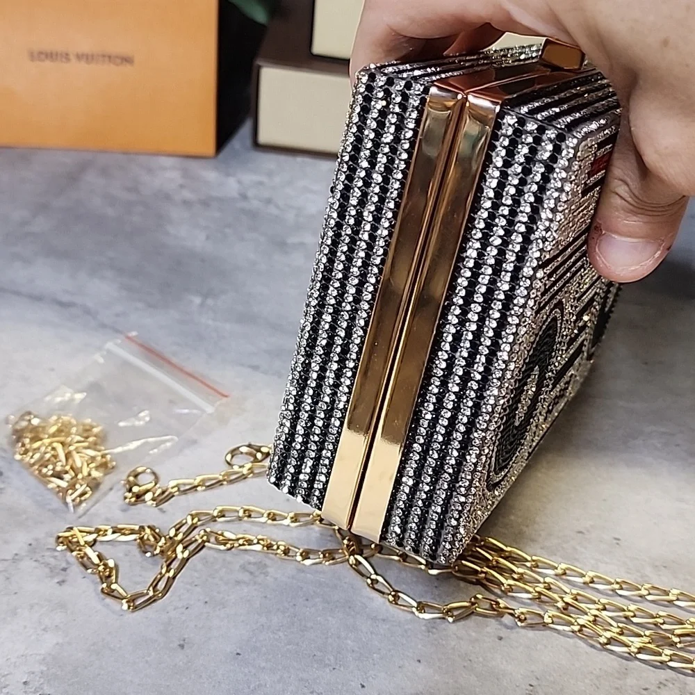 Rhinestone Boom box crossbody/ clutch bag - Picture 6 of 14